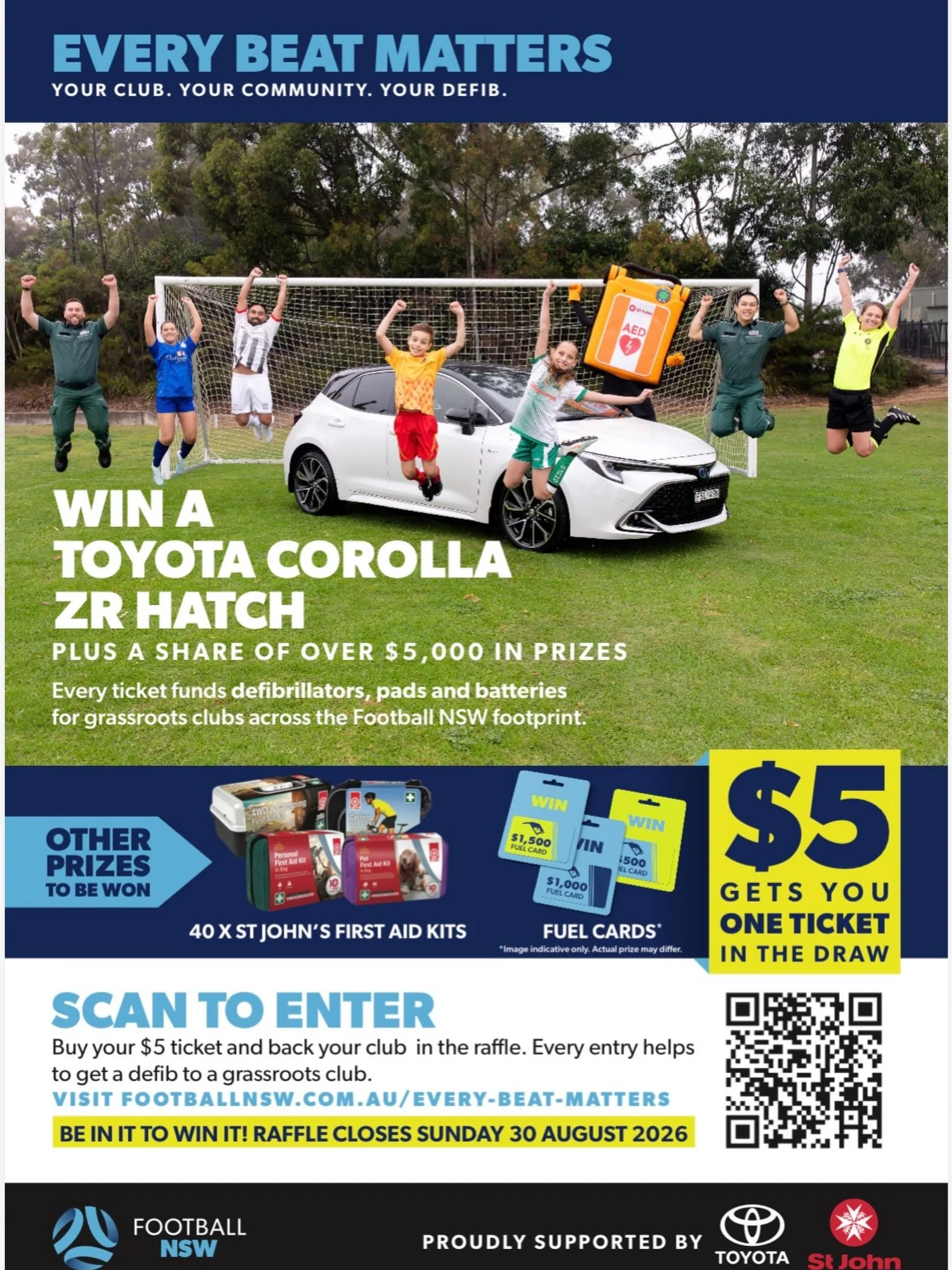 🚨 A critical cause for our football family to get around 👇

@footballnsw has launched Every Beat Matters: a statewide initiative to get defibrillators into clubs across NSW that currently don&rsquo;t have them 👏

They&rsquo;ve launched a raffle to