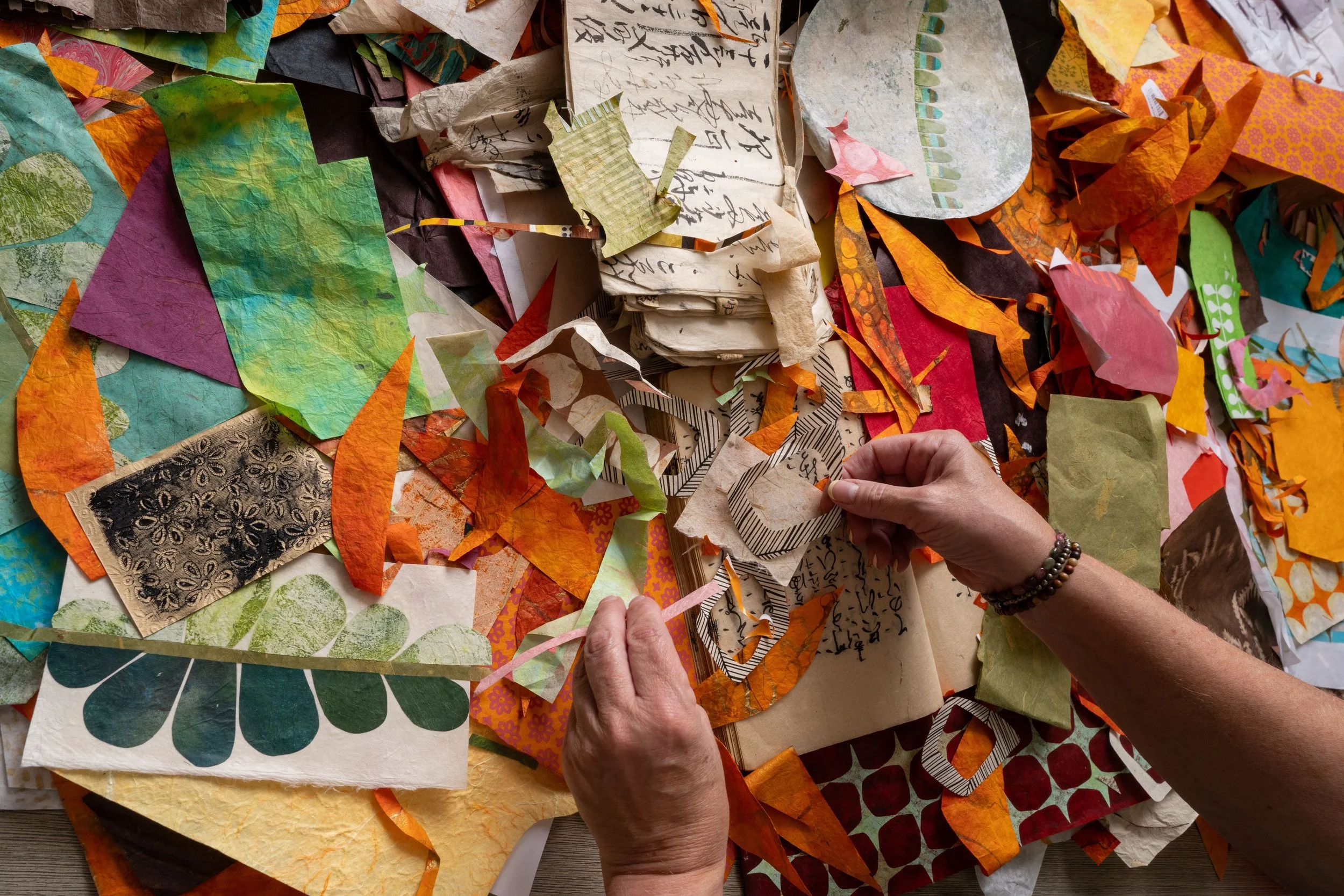 Paint and Paper Assemblage on Gessobord