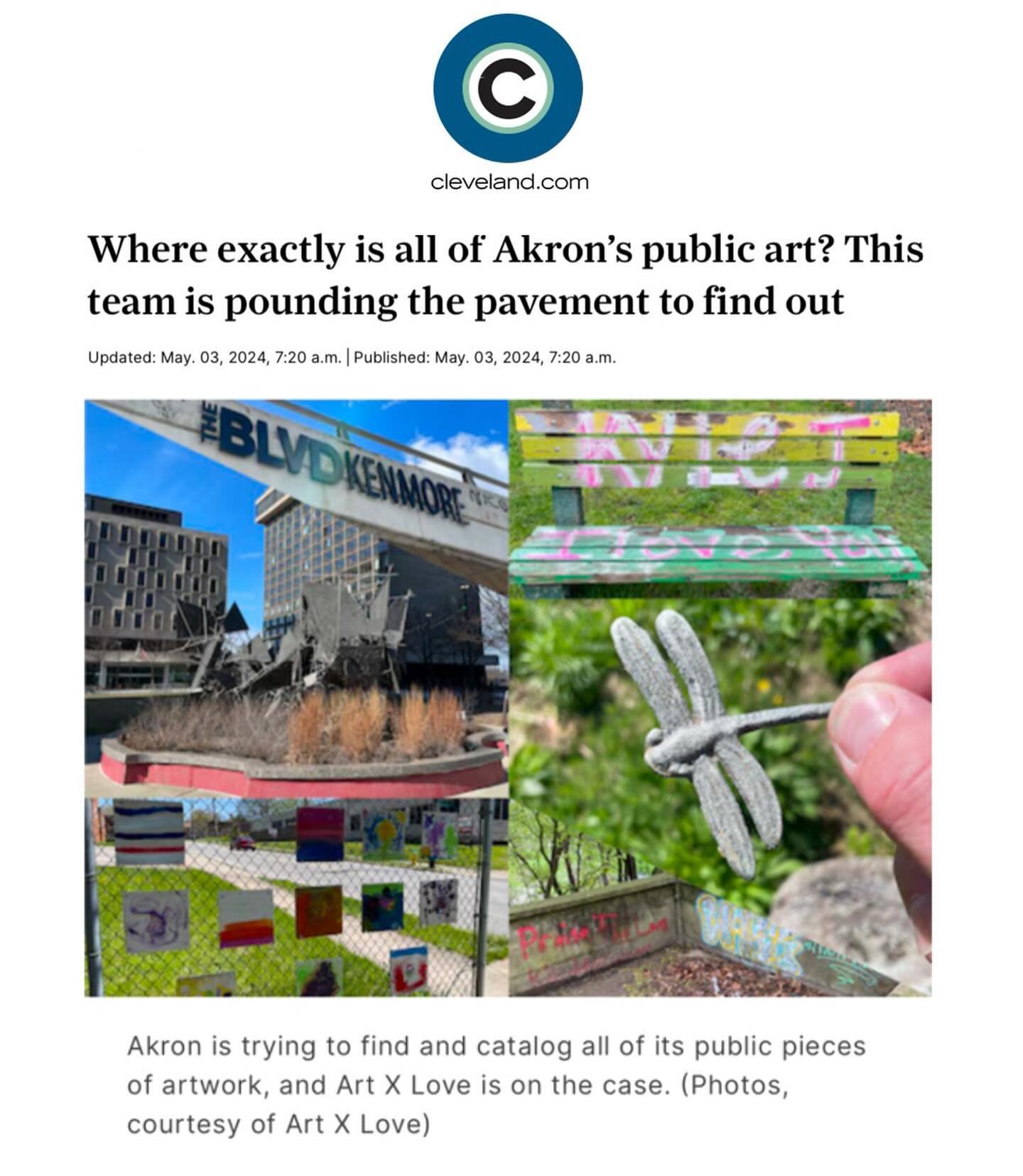 The City of Akron&rsquo;s public art inventory is starting to come into focus as we cross the 25% threshold of city-owned properties. @clevelanddotcom joined us in the field to learn more about the project and asked some great questions about the val