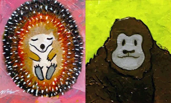 ARTxLOVE_stuffedanimals_hedgehog_gorilla.jpg