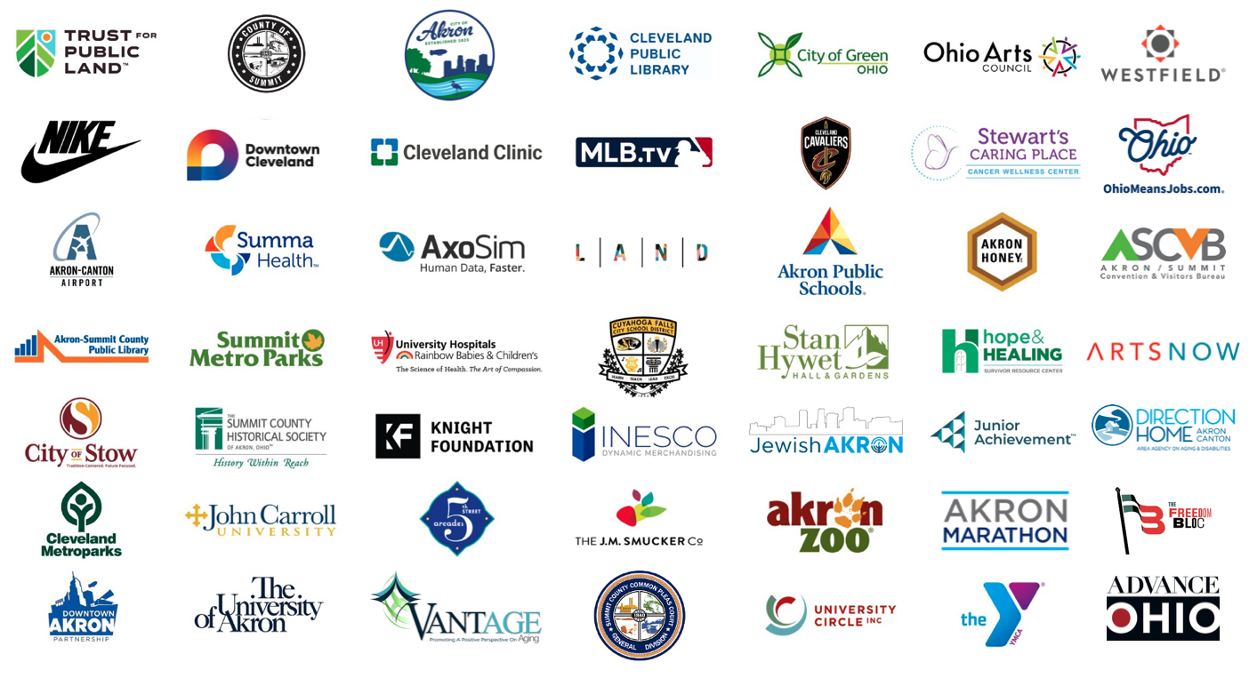 A collection of organizational logos from various companies, institutions, and community organizations that Art x Love has worked with.