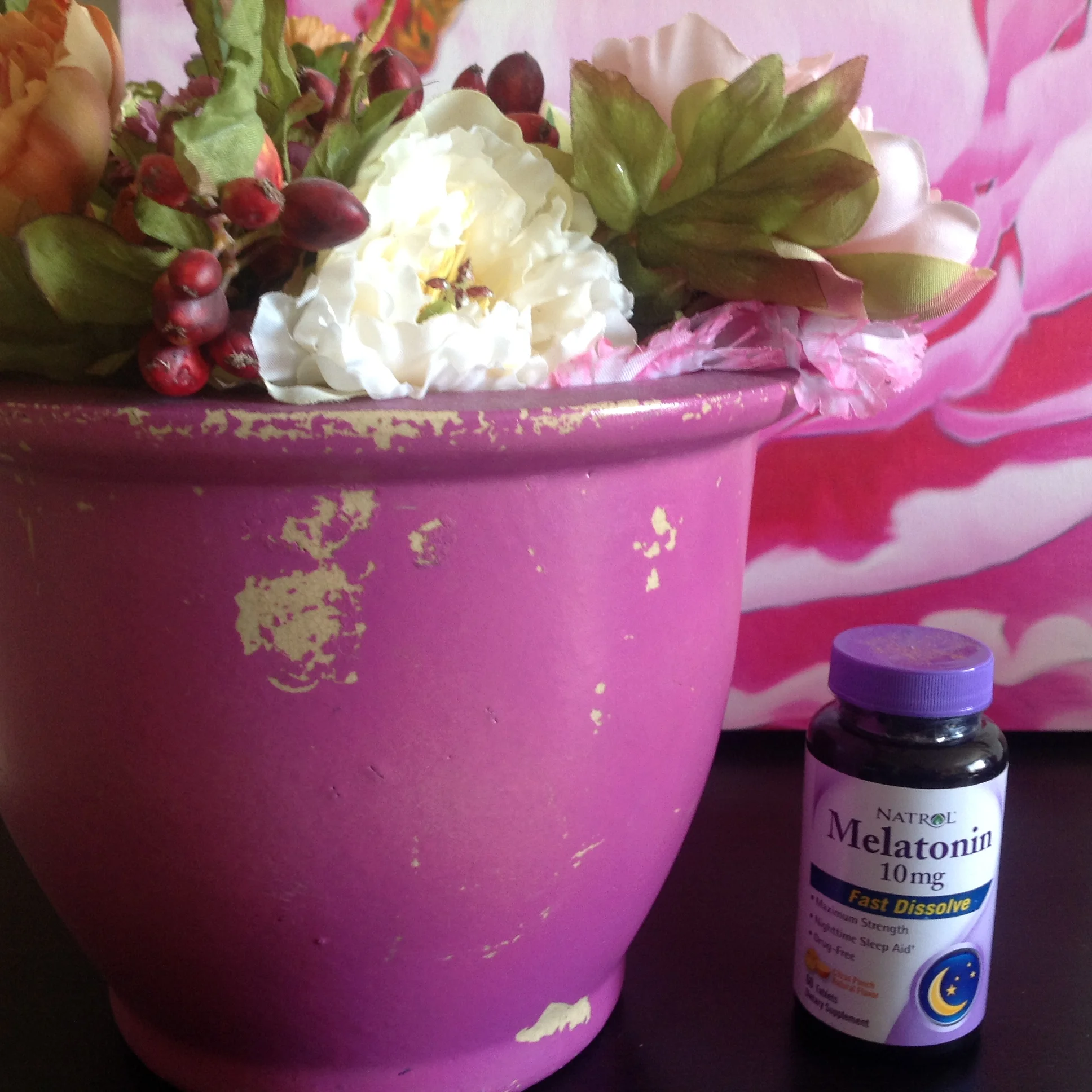 Natrol Melatonin Fast Dissolve on my nightstand