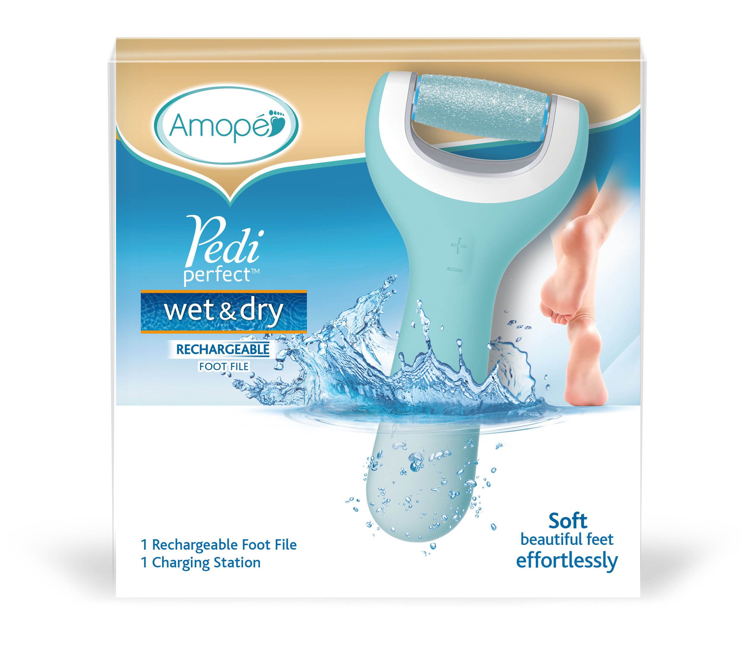 Amopé Pedi Perfect Wet & Dry Rechargeable Foot File - In Package.jpg