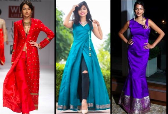 Buy Designer Sarees, Salwar Kameez, Kurtis & Tunic and Lehenga  Choli.Shapely Chiffon & Georgette White Readymade Gown