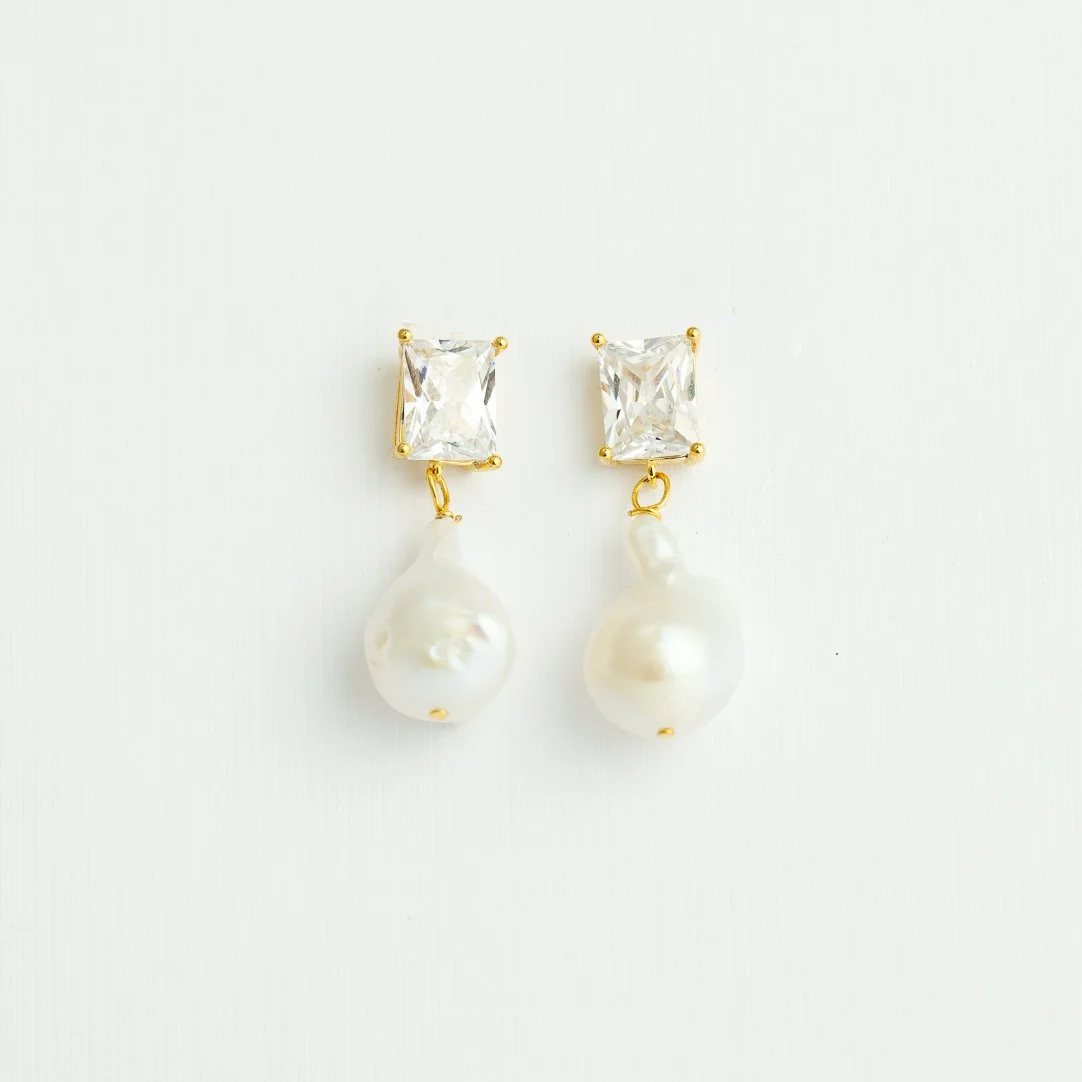 Stunning Baroque Pearl Earrings on Faceted Crystal Post.jpg