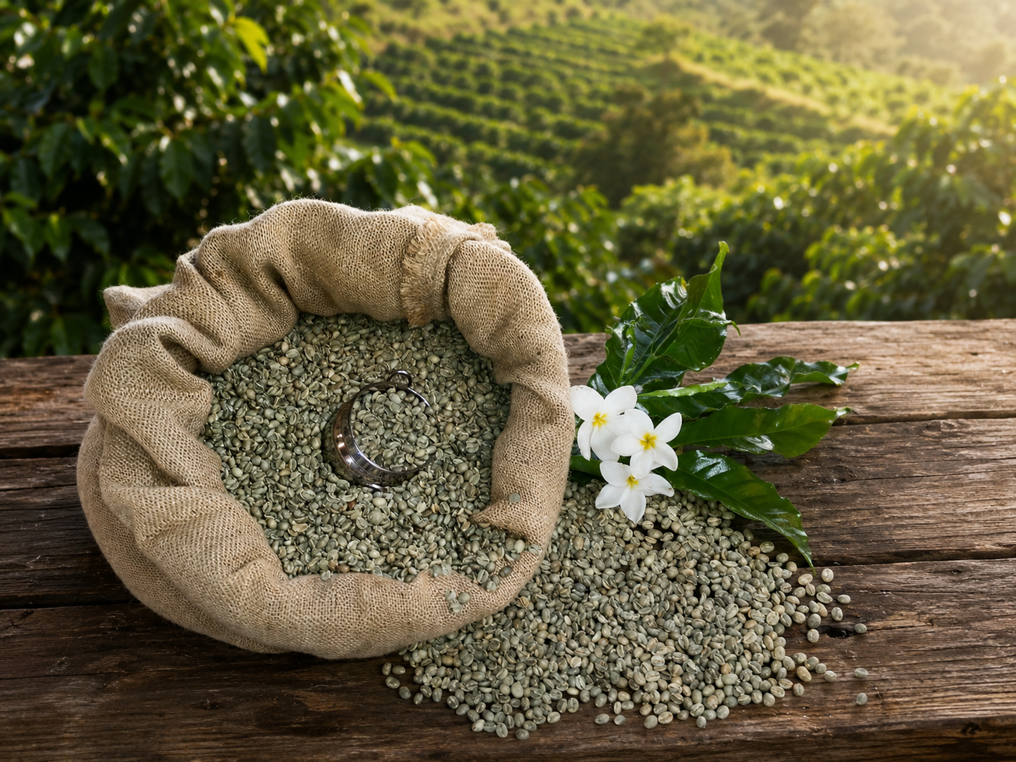 Aloha Star Kona Coffee Farm- Unroasted green coffee in burlap sac V2.png