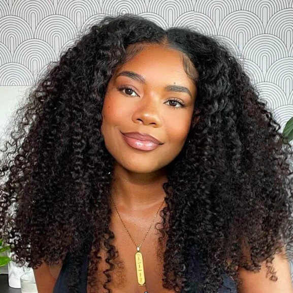 Amazon.com : Mango girl Kinky Curly 13x4 HD Transparent Lace Front Wig  Human Hair 150 Density Pre-Pulled Baby Hair Natural Color for Black Women  (18 Inch) : Beauty & Personal Care