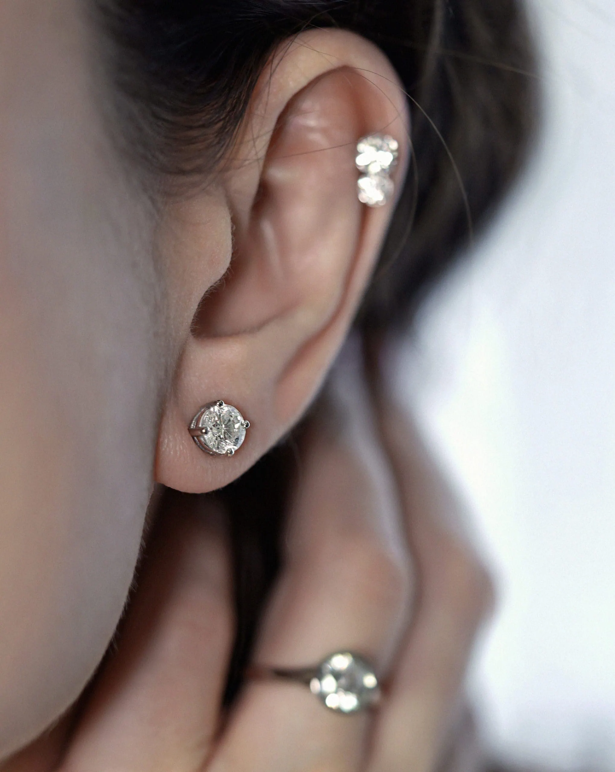 Natural diamond stud earrings in solid 18ct gold by Lena Cohen Jewelry