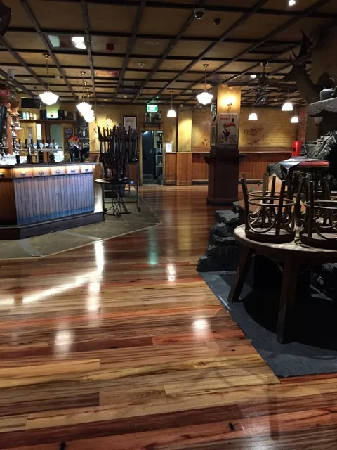  Telegraph pole floor boards installed onsite at King O'Malleys - Canberra City 