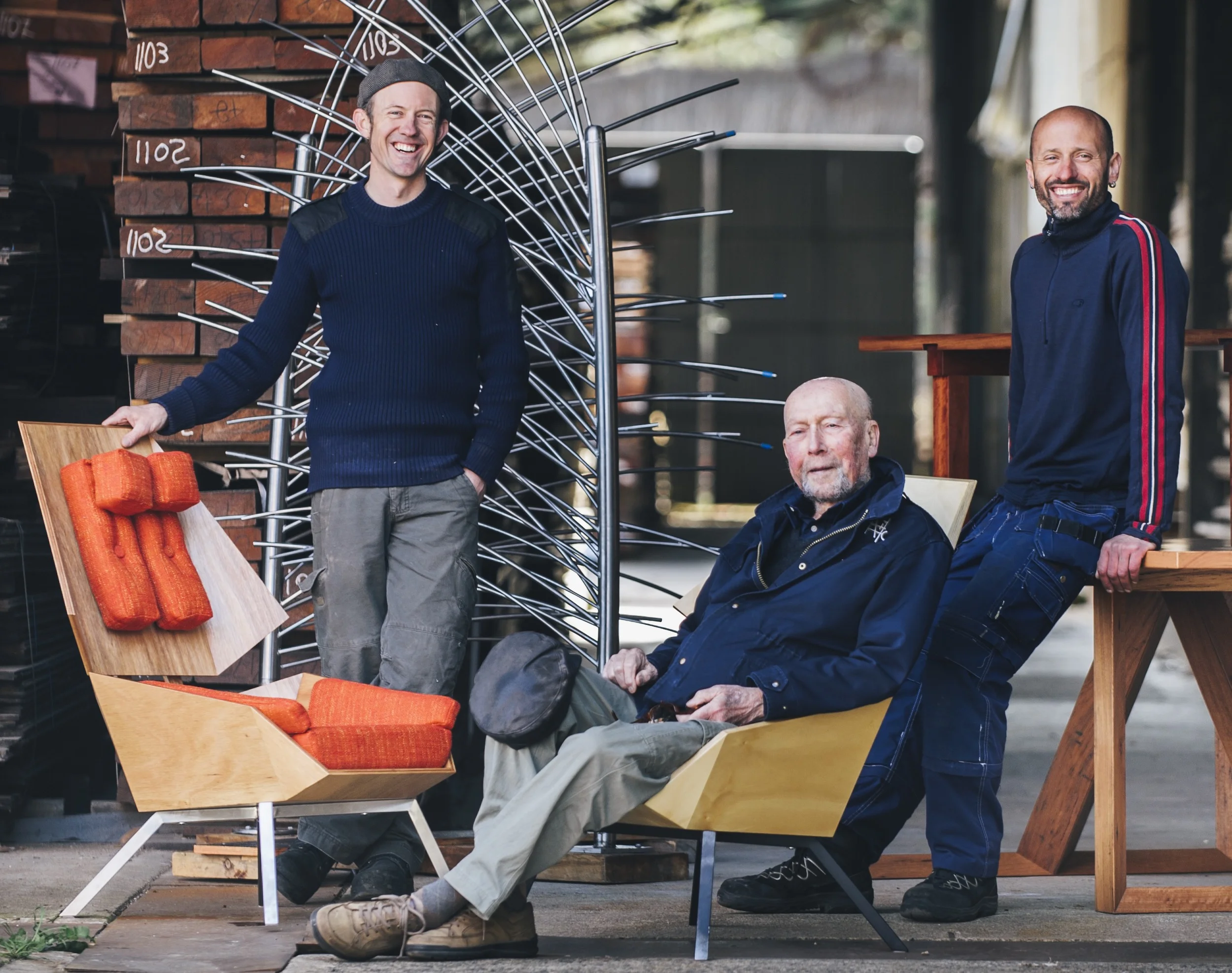 The makers and designer with Polyhedrica prototypes.