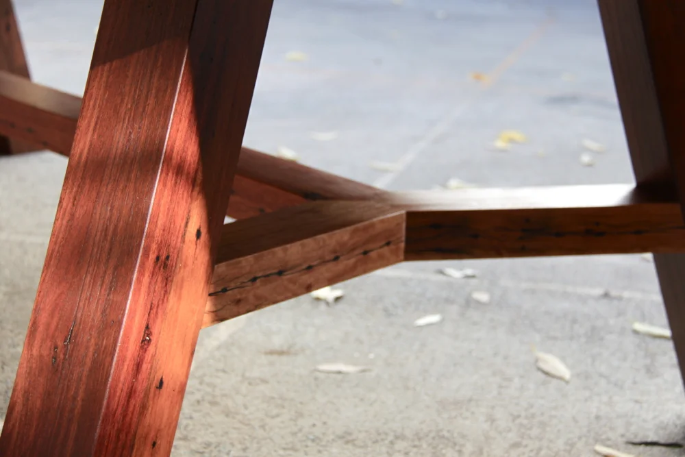 Studio Thunk Table hand crafted at Thor's Hammer using hardwood salvaged from Sydney house demolitions.