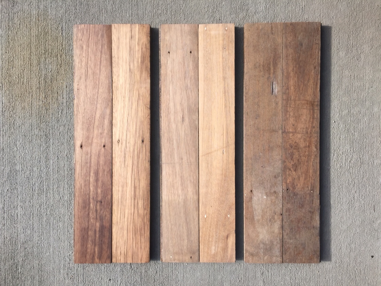 Sample boards we made for the client showing three levels of finish.