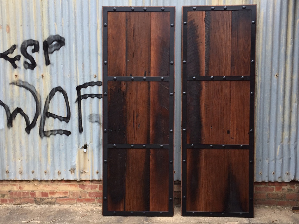 Handmade steel frame by our neighbours at the Brickworks, Artillion. Lightly dressed recycled Blackbutt for a darker patina.