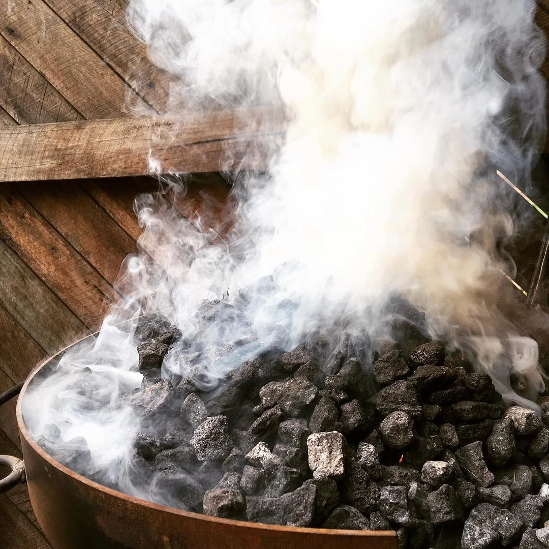 Getting the coals smoking