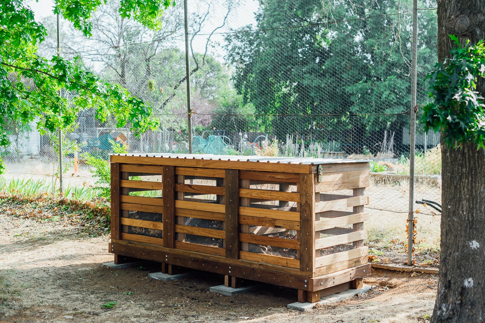 The new community composter on Limestone Av, made of recycled mixed brown hardwoods.