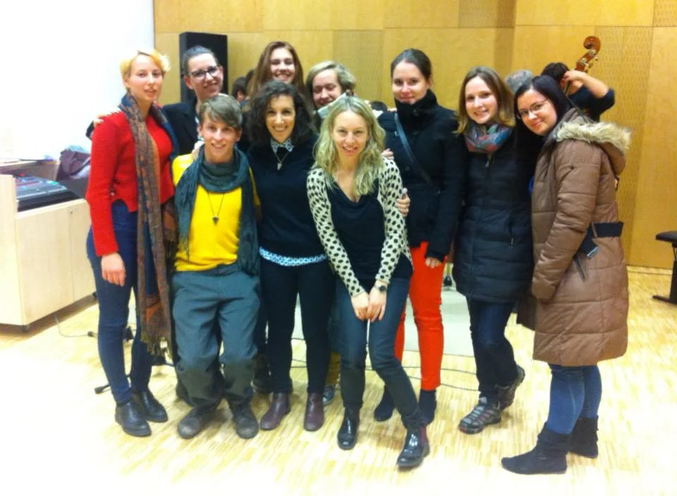 The fabulous singers of Conservatory...Ljubljana! Why am I crouching down as if I might be taller than someone?