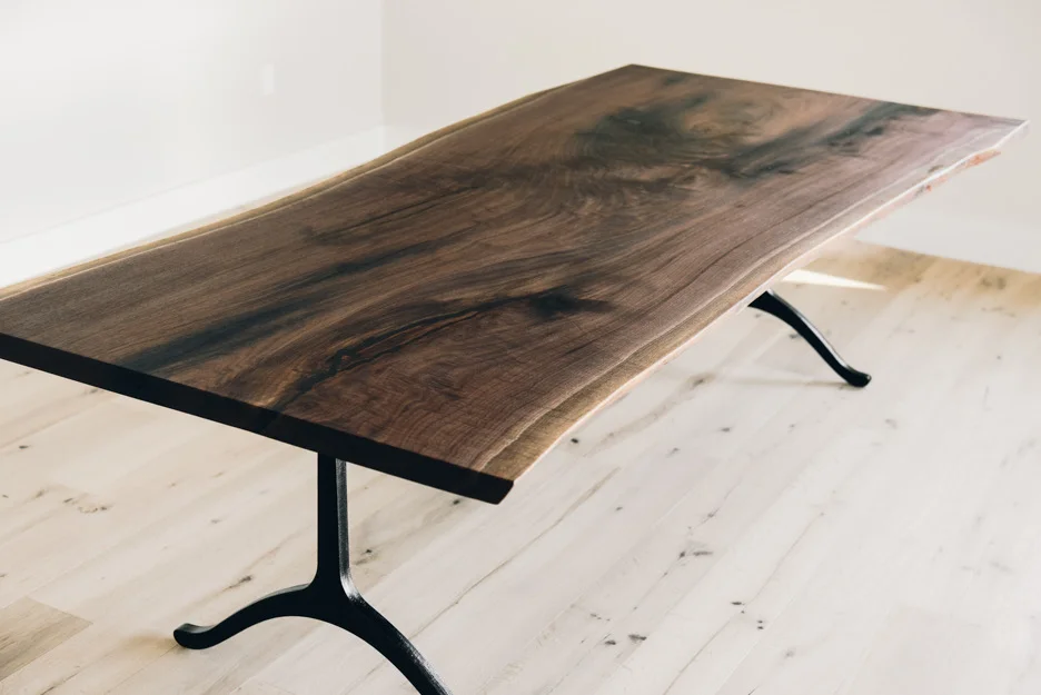 Walnut Dining table with metal base