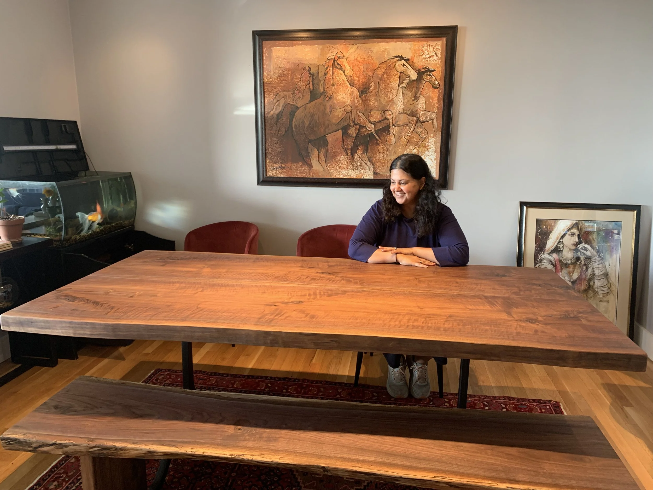 Walnut Table and bench