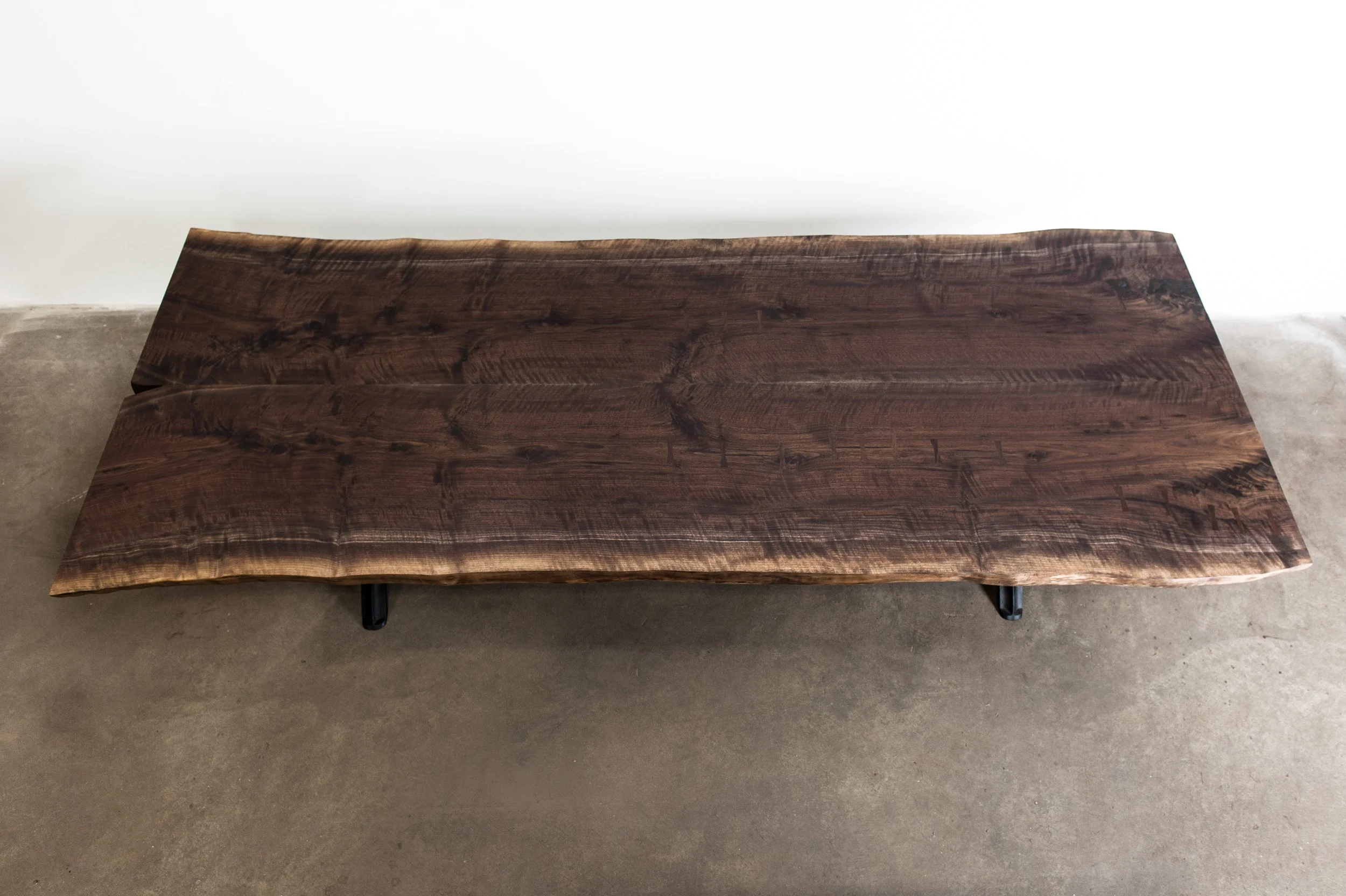 Figured walnut slab table
