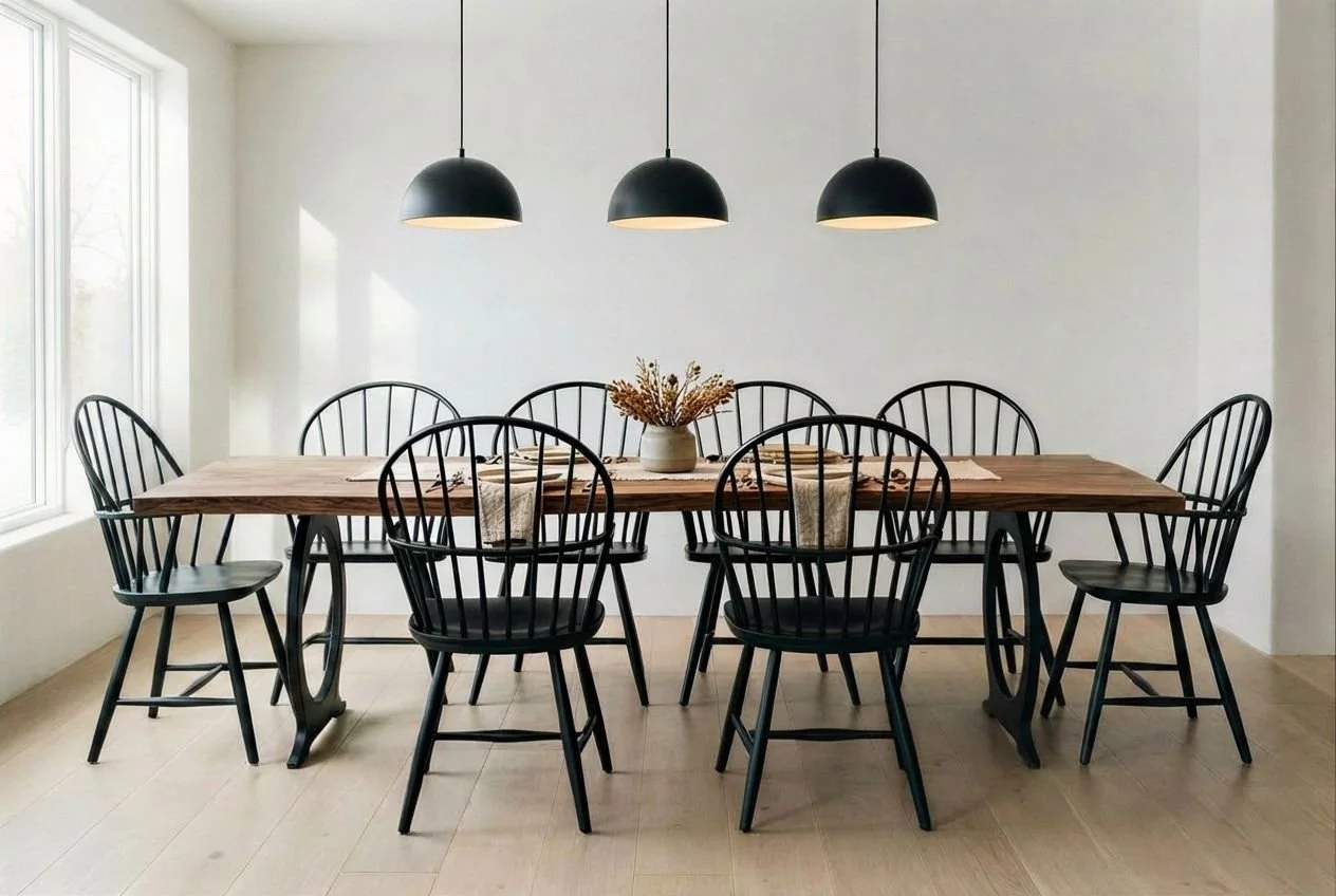 modern dining table with black accents