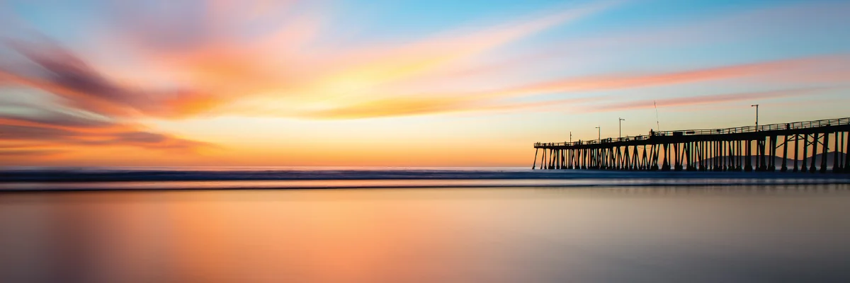 Pismo Pier Sunset Aluminum Print - 10"x30"