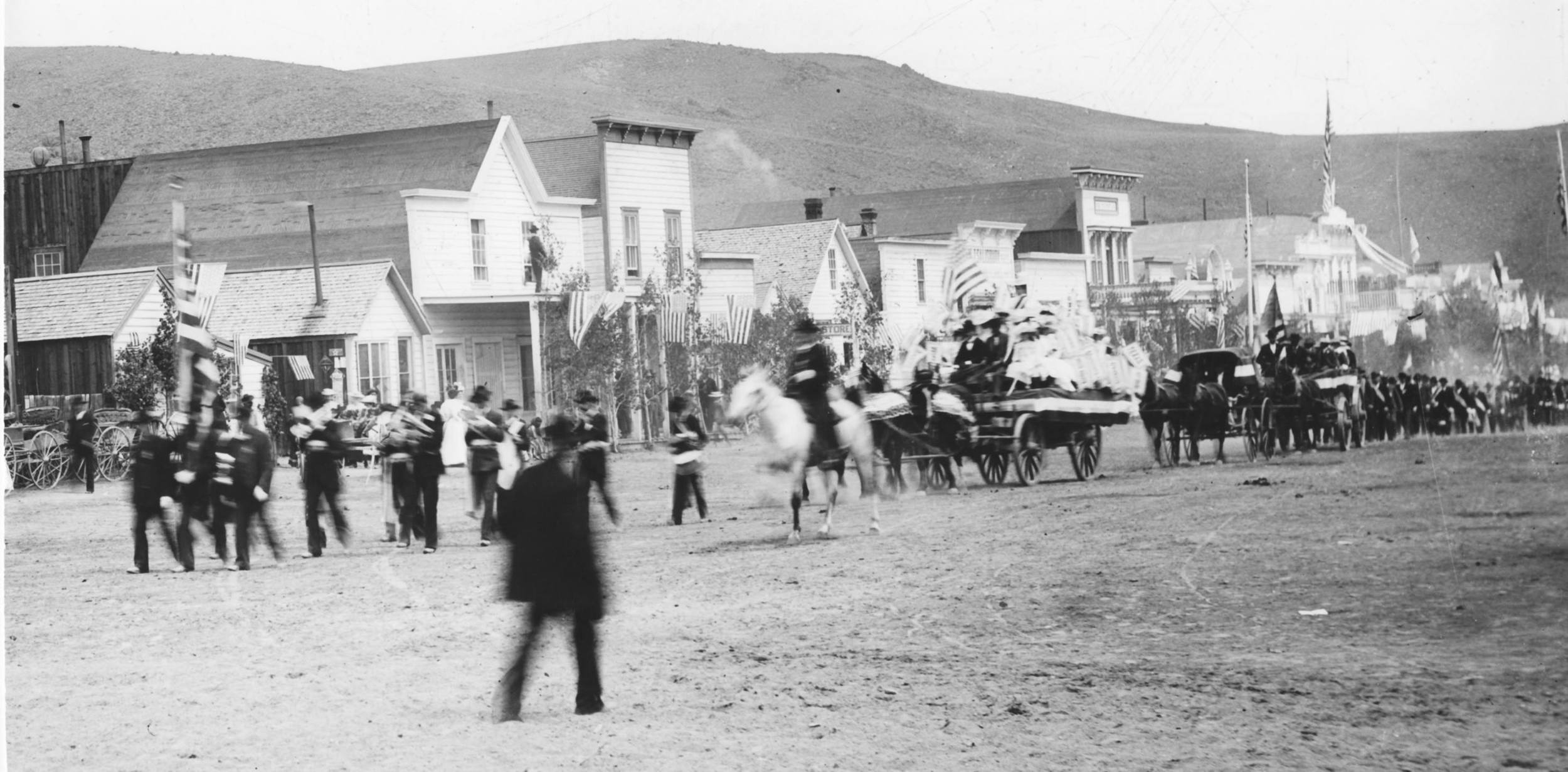 A 4th of July parade, Bodie, 1880s.