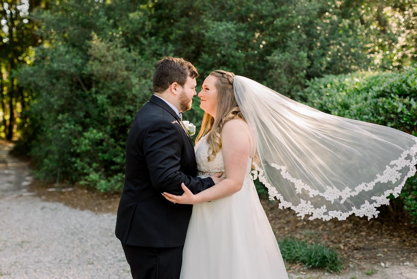 Loved photographing Kendra and Brandon&rsquo;s day so much near Augusta, Georgia! When I saw the light through the trees and her veil, I knew we had to get this shot for them! 😍😍😍