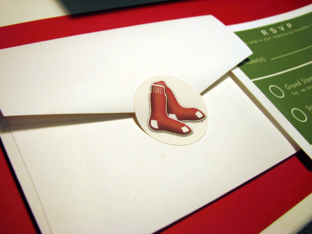 Closeup of the Boston Red Sox envelope seal