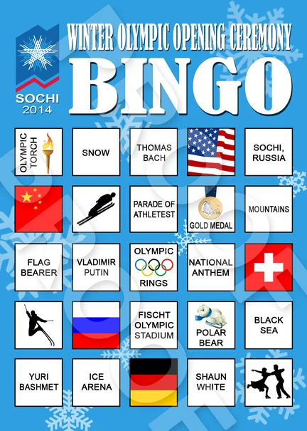 Opening Ceremony Bingo! Use Gummy Rings as markers! http://tinyurl.com/kmaebgf