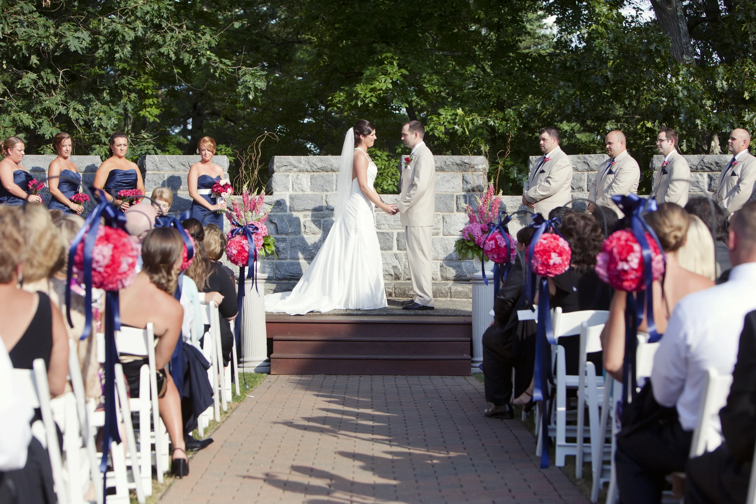 Exchanging vows at the ceremony. 