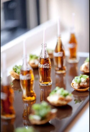 We are obsessed with these mini Coca-Cola Bottles and Fried Chicken Hors d'oeuvres!