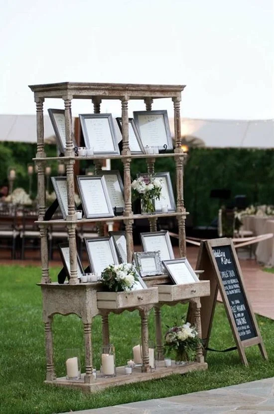 This shabby chic shelving is a great way to display photos!
