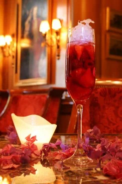 This cocktail from the Four Seasons George V Hotel in Paris is sure to get your attention. We love color and we love that it contained champagne!