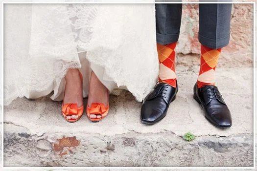 The orange shoes and socks are just so adorable!