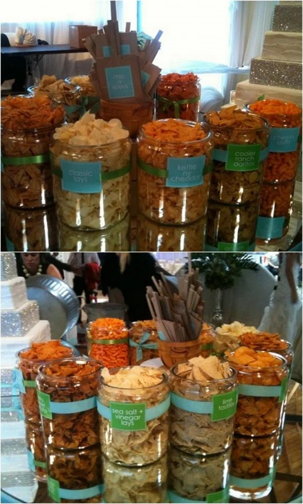 Candy Buffets are all the rage at a party but a Chips Bar is so genius! Doesn't anyone out there want me to create a Chip bar for their event? Anyone??