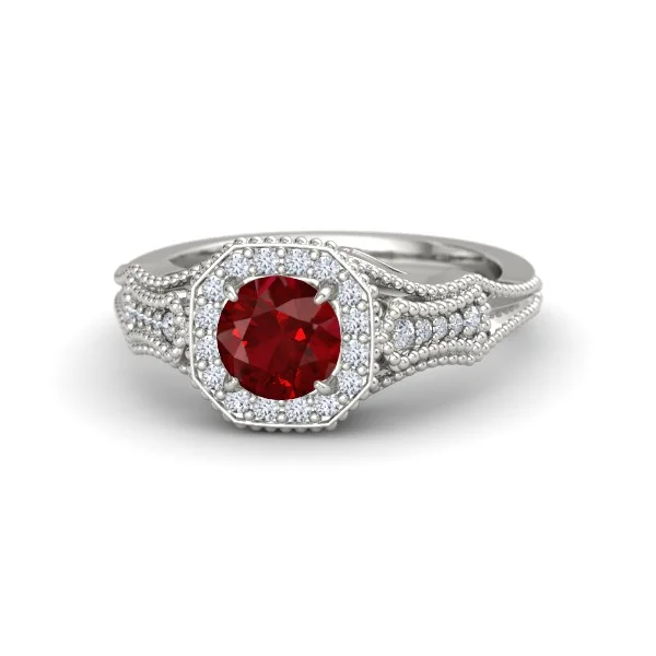 Melissa Ring with Ruby, Diamonds and White Gold