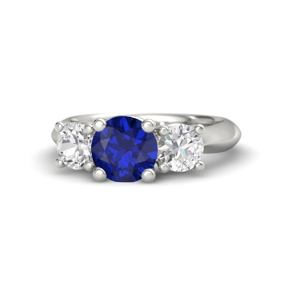 Rosemary Ring with Blue Sapphire, White Sapphires and White Gold