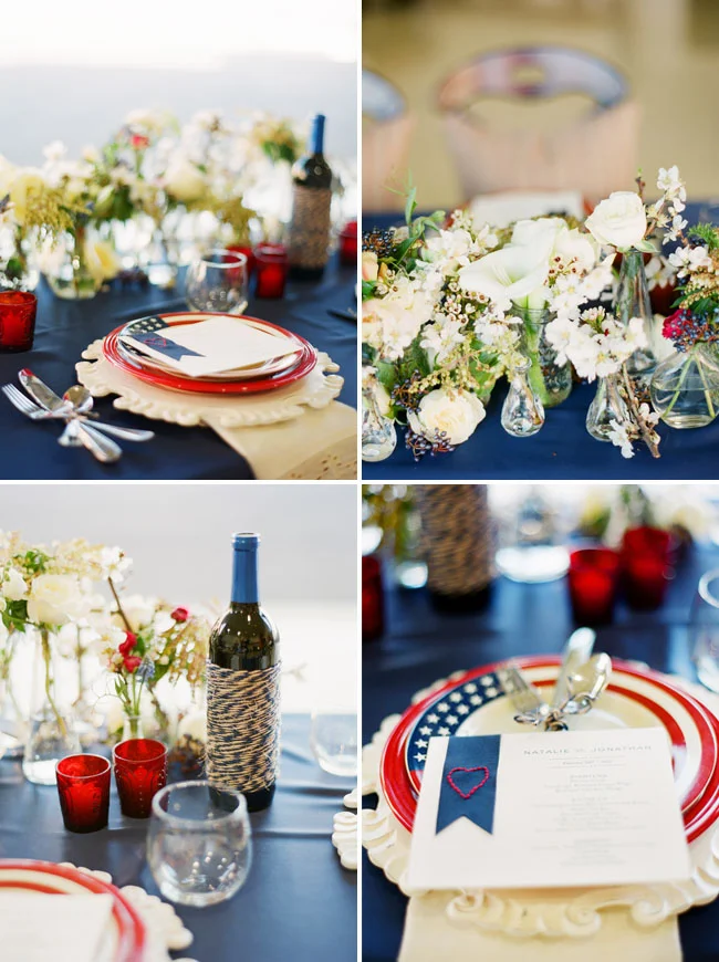 This Tablescape is simple and sweet. We love the use of twine and thread for texture. 