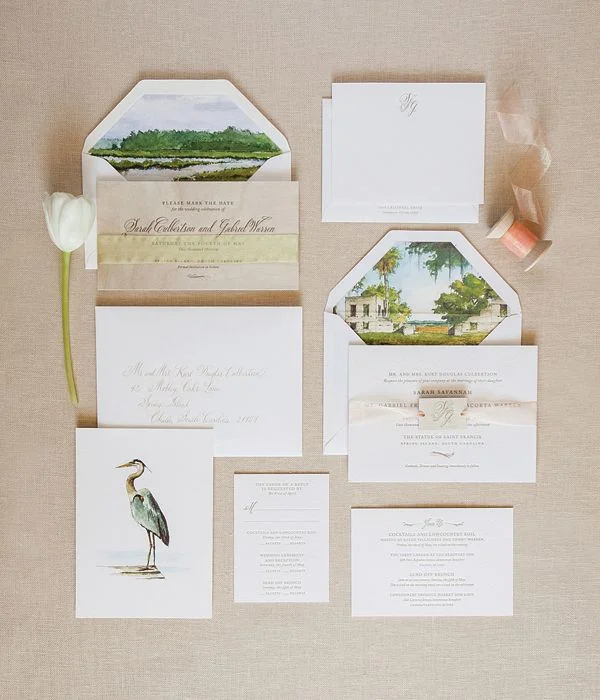 This invitation suite makes me feel like I could jump into the envelope and be transported to the wedding! The level of detail on the envelope liner is truly one of a kind!