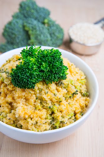 Cheesy Broccoli Quinoa - This dish reminds me of college when my roommates and I would make Uncle Ben's Broccoli and Cheese Rice and eat that for dinner. AN ENTIRE BOX. This is a much healthier spin on a yummy classic. You can even sub out the cheese for nutritional yeast and make this a vegan dish. 