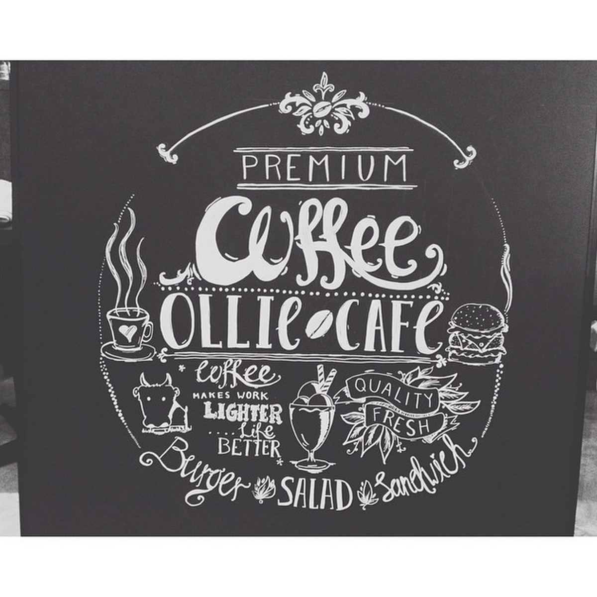 Ollie Cafe ChalkBoard Mural