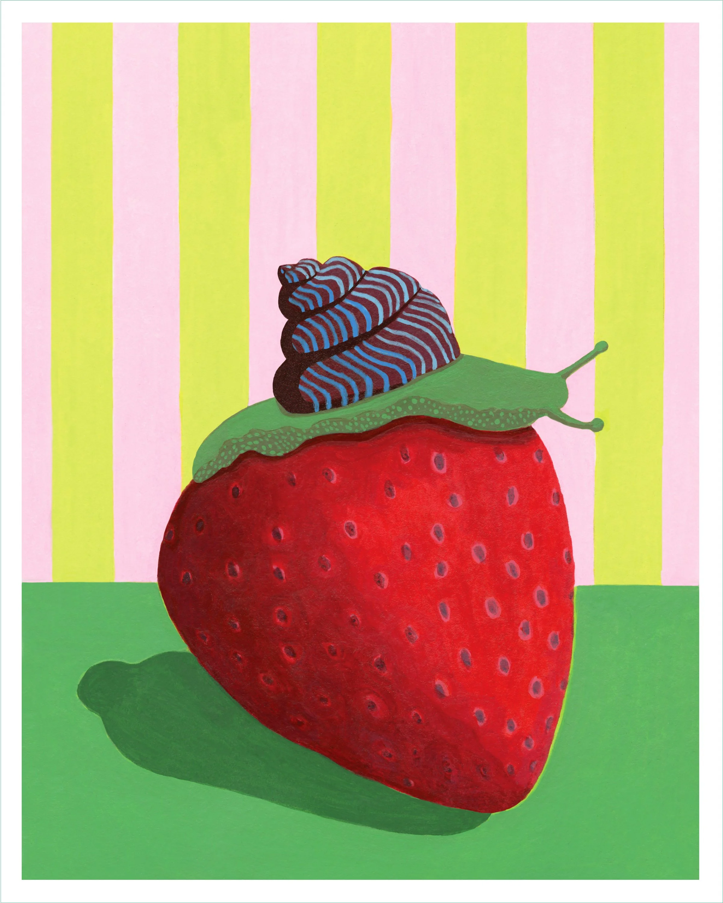 8x10 Strawberry Snail Print