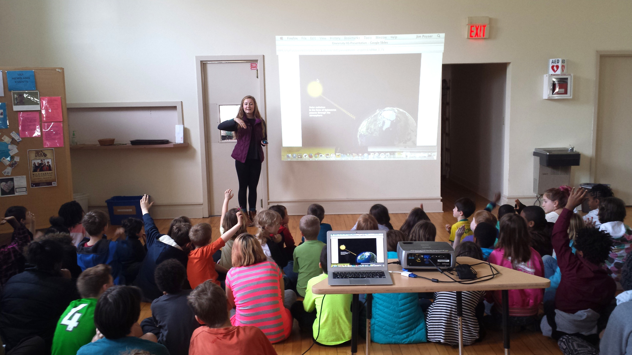 In early 2016, Maddie Adkins, who created the Promise Project in Carmel, spoke at numerous venues in Indianapolis, including School for Community Learning. Students there learned about climate change, and the Climate Recovery actions kids can take.