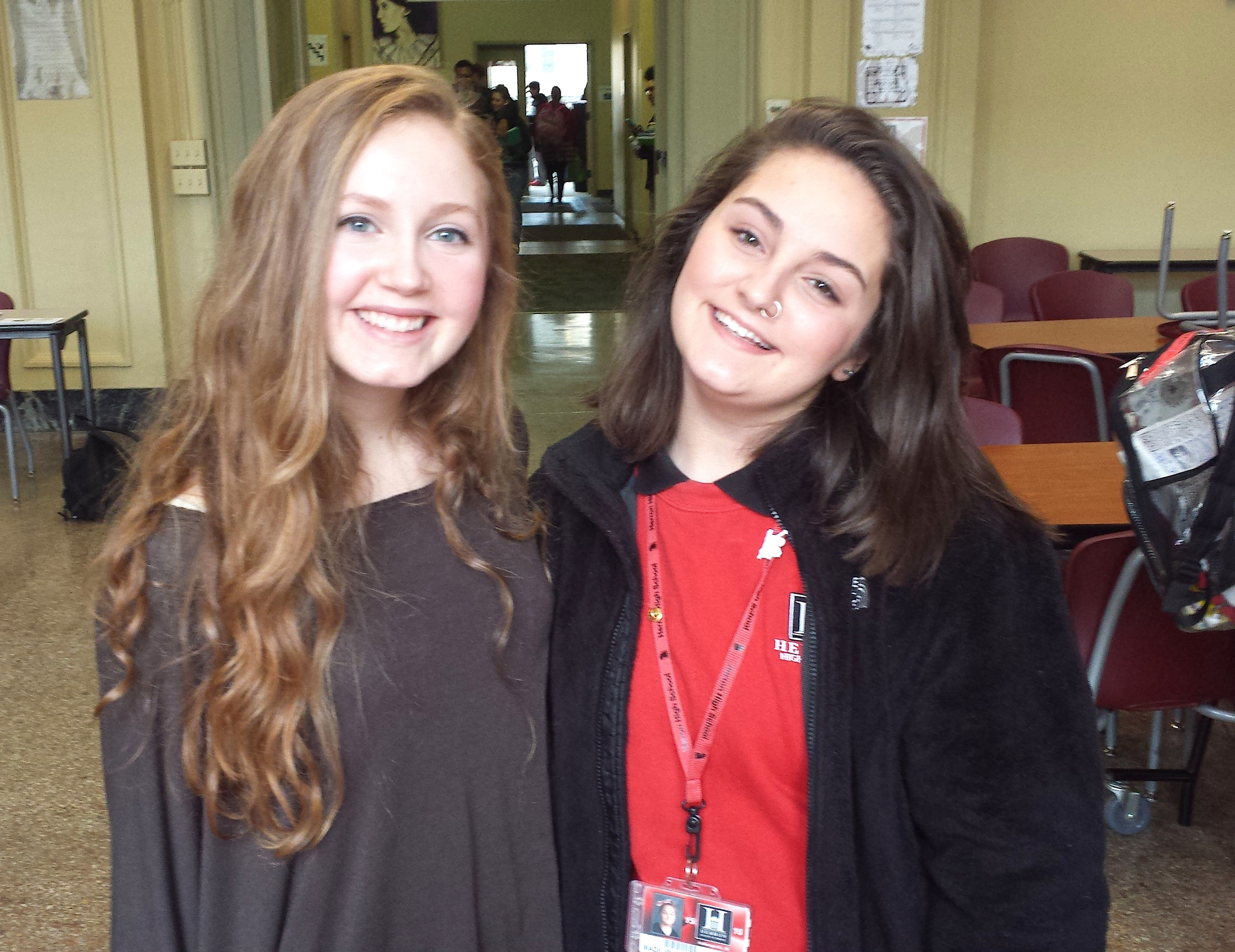 Two youth leaders, both named Maddie: Maddie Adkins from Carmel (left) and Maddie Brooks of Indianapolis. Adkins spoke at Brooks' school, Herron High School, in the spring of 2016, to enlist the help of more teens