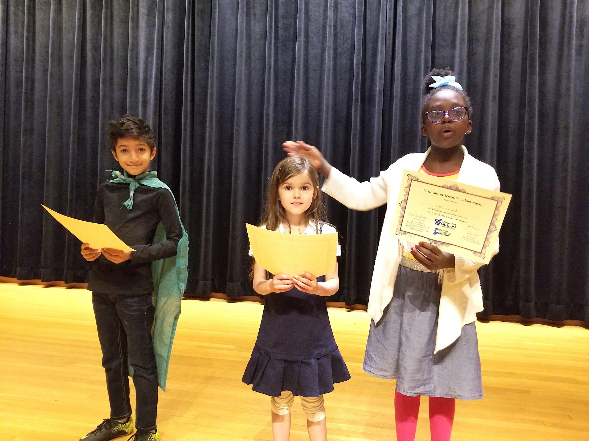 Winners in the youngest category: Ayush, Molly and Nya