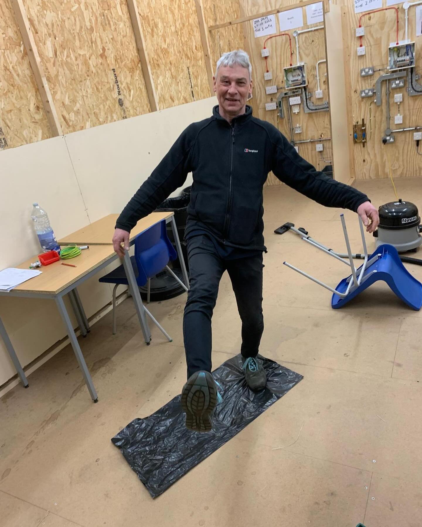Another evening for the L2 2357 group carrying out there health and safety assembly identifying hazards. Simon making sure it&rsquo;s as realistic as possible!
