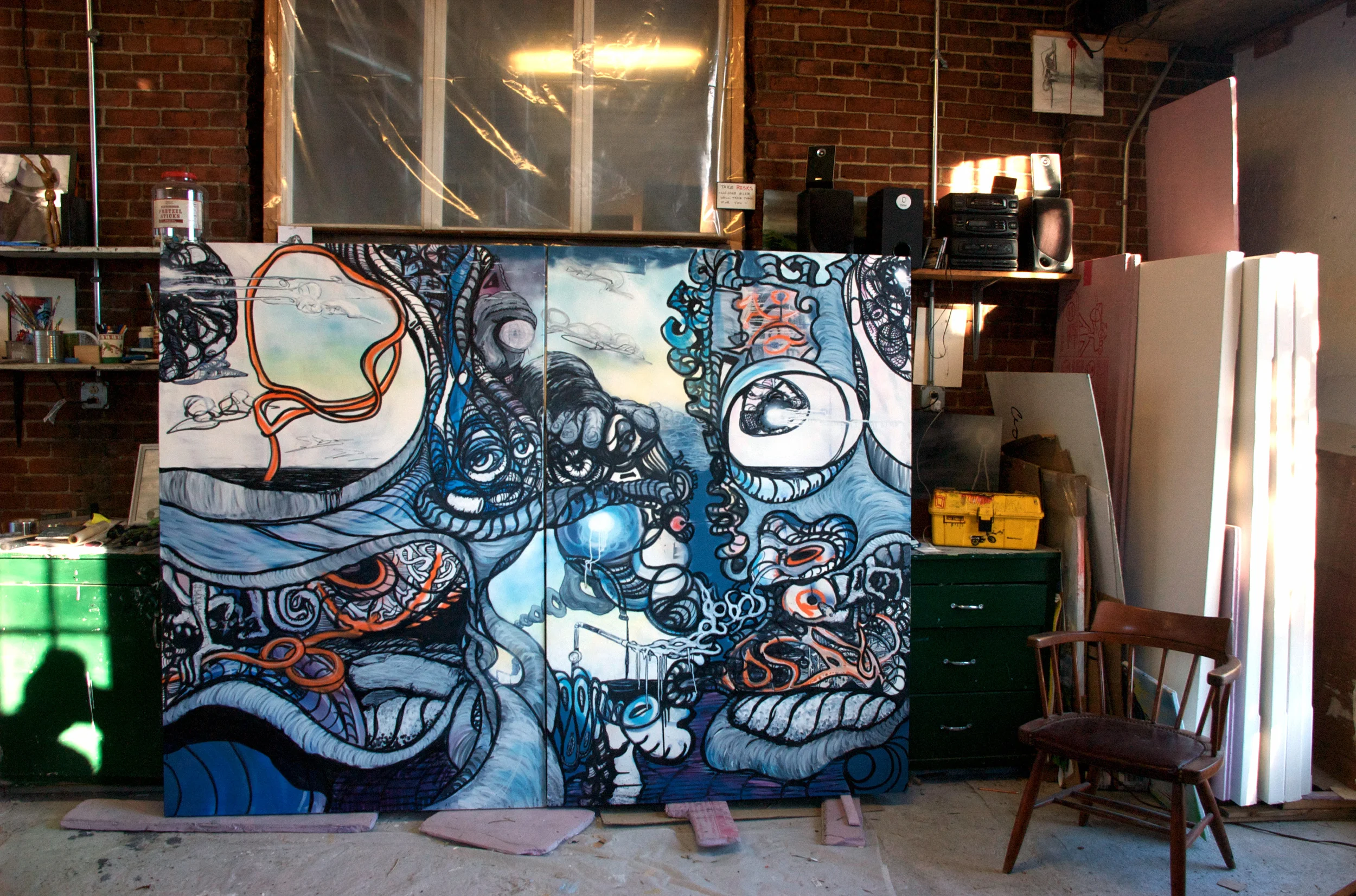 Diptych, Work In Progress: Studio installation view, 6 x 8 feet