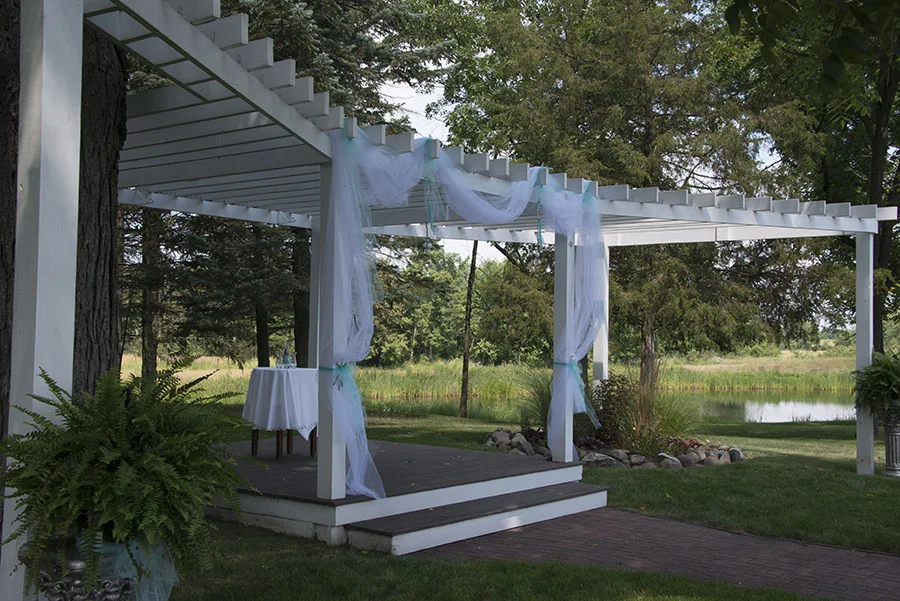 Decorated Pergola Before Ceremony