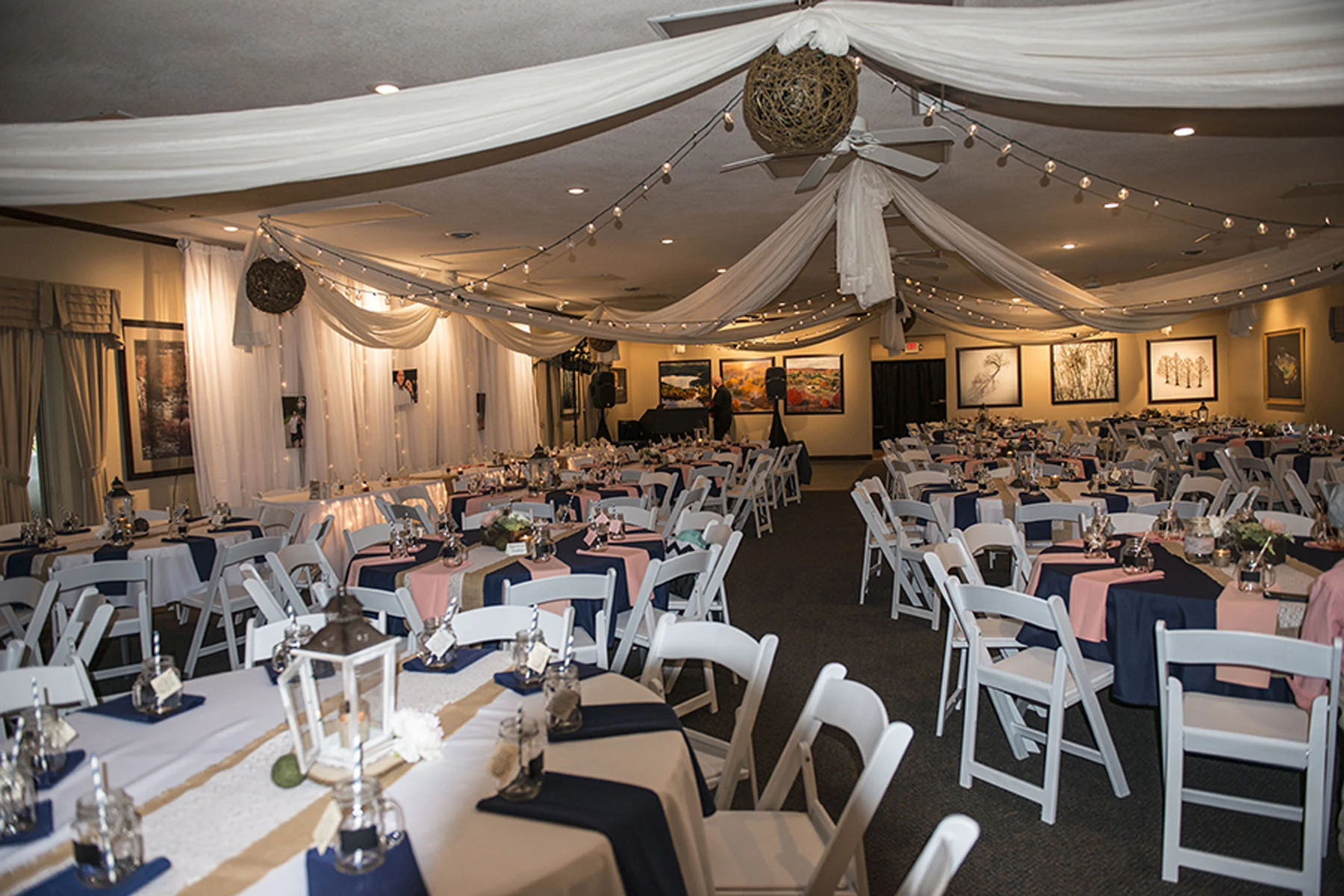 Wings Gallery Reception Hall with Drapes