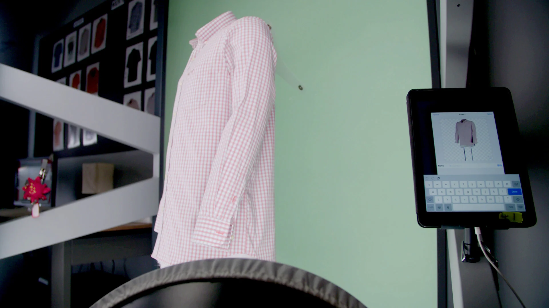 All that's needed is one button press to shoot an on-mannequin image with the background automatically removed.. The iPad interface then displays a preview and allows a stylist to give the image a name before it is exported to the network drive.